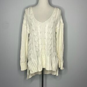 Forever 21- Off White V-Neck Cable Knit Sweater
